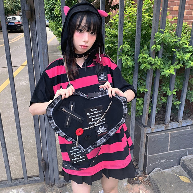 Striped Devil Ears Hoodie